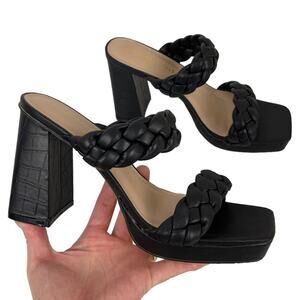 Sincerely Jules Black Platform Aurora Braided Straps Block Heel Sandals Size 10M